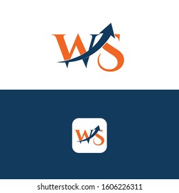 WS Letter with Arrow Logo Template vector Design