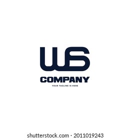 WS letter linked line simple minimal logo icon sign design concept. Vector template. Isolated object on background