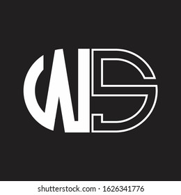WS Letter logo monogram with oval shape negative space design template