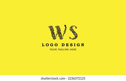 WS letter minimal professional creative simple minimalist logo design with yellow template
