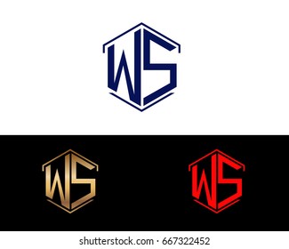 WS letters linked with hexagon shape logo
