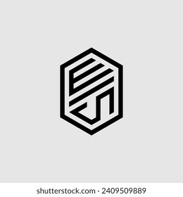 WS line geometric monogram with high quality professional design that will print well