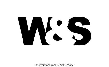 WS logo design in bold style. Black white identity symbol. Modern typography emblem. Corporate branding icon. Minimal business template.