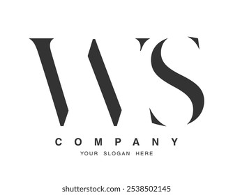 WS logo design. Initial letter w and s serif font style. Creative classic company name typography. Trendy logotype or identity. Vector illustration.