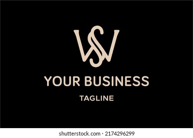 WS logo design, monogram, icon, symbol, initials. Lettering W and S monogram monoline logo design style, feminine looks. Very suitable for personal, realtor, bride and grooms logo design.