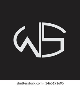 WS Logo letter oval monogram design template with black and white colors