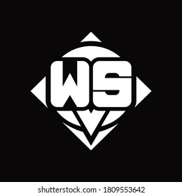 WS Logo monogram with circle shape and square rotate rounded design template on black background