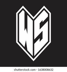 WS Logo monogram with emblem line style isolated on black background