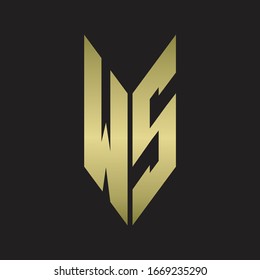 Monograma con logotipo WS aislado con colores dorados
