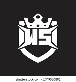 WS Logo monogram isolated with shield and crown design template