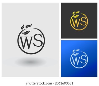 WS Logo monogram modern design with leaf organic nature concept