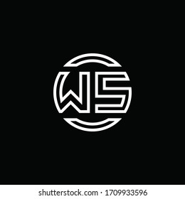 WS logo monogram with negative space circle rounded design template