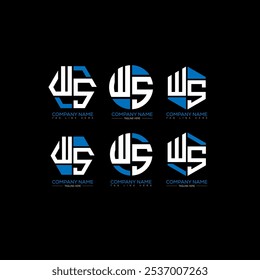 WS minimalista y clásico logo set design.WS monograma poligonal y forma de círculo Vector. WS diseño único.
