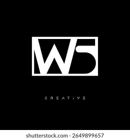 WS Negative Space Monogram – Logotipo minimalista de marca de letras en blanco y negro para marca creativa, identidad de moda y conceptos de diseño modernos

