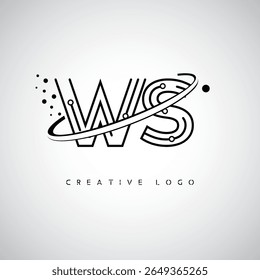 WS Orbit Monogram Logo - Futuristic Minimal Letter mark with Circular Line Art, Tech-Inspired Dots and Space Motion Concept for Modern Branding Identity
