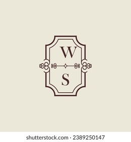 WS vintage wedding initial logo in high quality professional design that will print well across any print media