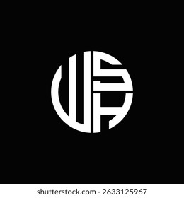 WSH logo WSH icono WSH monograma WSH letra minimalista Círculo plano Diseño de logotipo abstracto moderno único.

