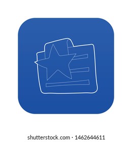 Wshlist icon blue vector isolated on white background