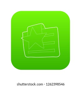 Wshlist icon green vector isolated on white background