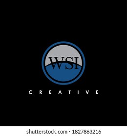 Ilustración de vectores de plantilla de diseño de logotipo inicial de la carta WSI	
