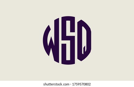 WSQ Circle Emblem Abstract Monogram Letter Mark Vector Logo Template