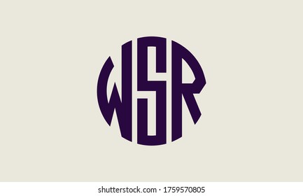 WSR Circle Emblem Abstract Monogram Letter Mark Vector Logo Template