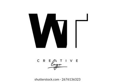 WT Creative Minimalist Negative Space Latter Logo with Modern Monogram for Branding and Business Lettermark Logo with Initial Letters Logo Design for Branding.
