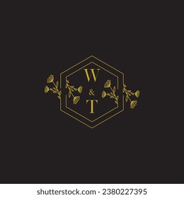WT elegante logo inicial de boda en un diseño profesional de alta calidad que se imprimirá en cualquier medio impreso