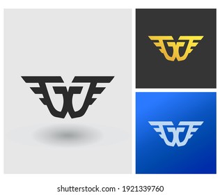 WT FF WX logo initial letter design idea with angel wings and book shape