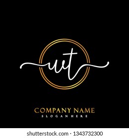 WT Initial Handwriting logo template vector