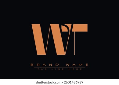 WT initial letter logo design. Letter W and T luxury alphabet letter logo icon template