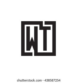WT initial letters looping linked square monogram logo