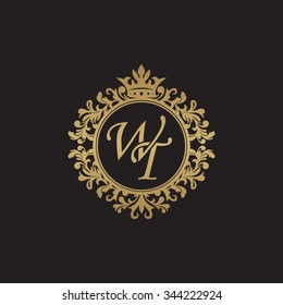WT initial luxury ornament monogram logo