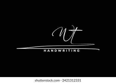 Logo de la firma WT para escritura a mano. WT Hand dibujó Vector de letras caligráficas. Carta WT inmobiliaria, belleza, diseño de logotipo de carta fotográfica.