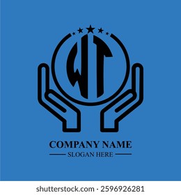 WT initials held within hands, symbolizing trust and protection. The circle represents unity, while stars highlight excellence and ambition.
