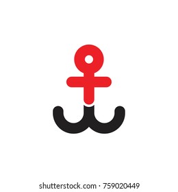 WT letter with anchor logo design vector