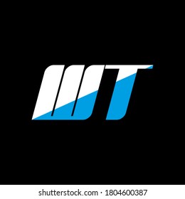 Diseño del logo de la carta WT en fondo negro