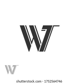 Logo de letras WT o diseño de iniciales W T en formato vectorial.