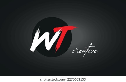 WT Letters Brush Paint Logo icon, Elegant Vector Design
