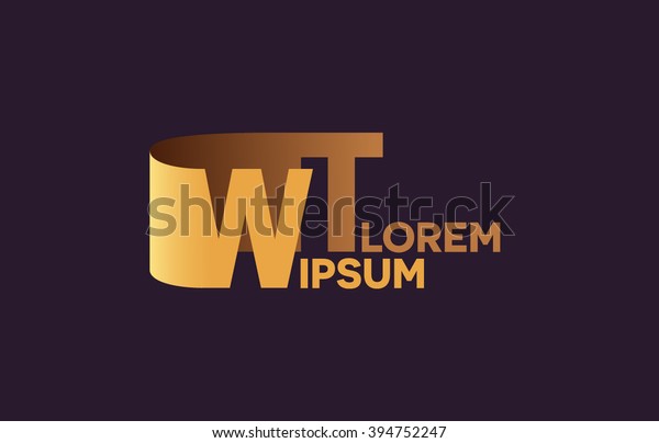 WT letters logo, W and T letters logo alphabet design.