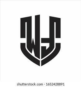 WT Logo monogram with emblem shield shape design isolated on white background