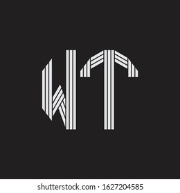 WT Logo monogram with outline style linked isolated on black background