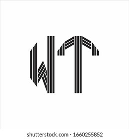 Estilo de esquema de monograma del logotipo WT aislado en fondo blanco