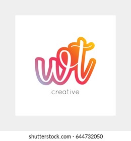 WT logo, vector. Useful as branding, app icon, alphabet combination, clip-art.