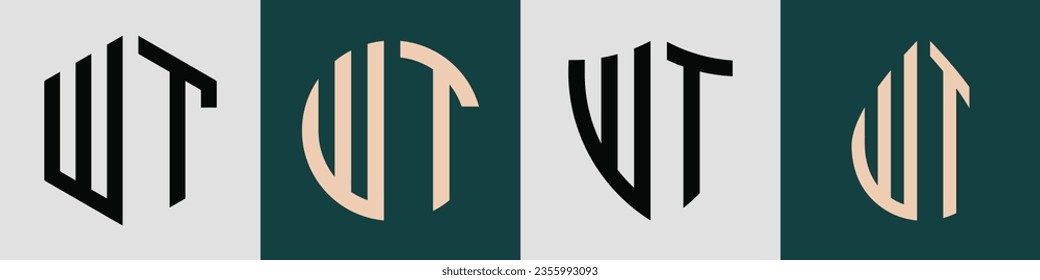 WT modern initial letter logo design vector bundle. It will be suitable for which company or brand name start those initial.