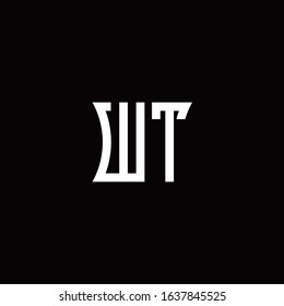 WT monogram logo with curved side style design template