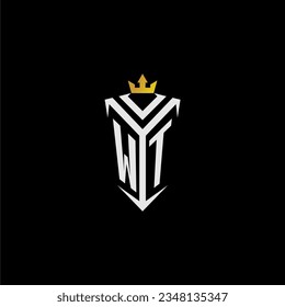 WT monogram logo initial for shield  crown style design