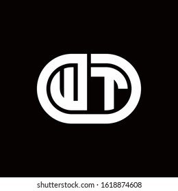 WT monogram logo with an oval style on a black background