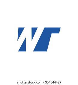 WT negative space letter logo blue