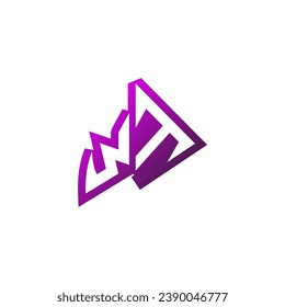 Soporte inicial del logotipo del emblema WT Premium y concepto de diseño de juegos